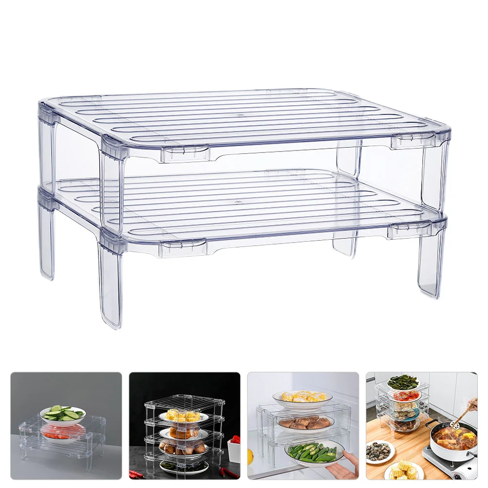 

2 Pcs Stacking Shelf Collapsible Bowls Storage Rack Seasoning Kitchen Serving Supply Plates Food Bottle Holder Egg box