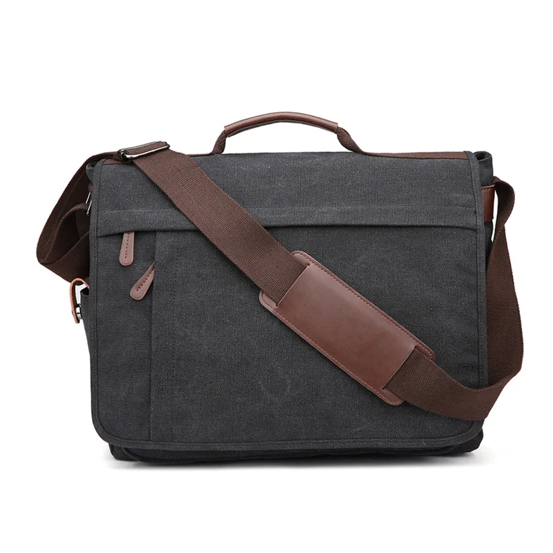 Mugu canvas bag men's Single Shoulder Bag Messenger Bag practical business computer bag large size can hold 17 inch computer