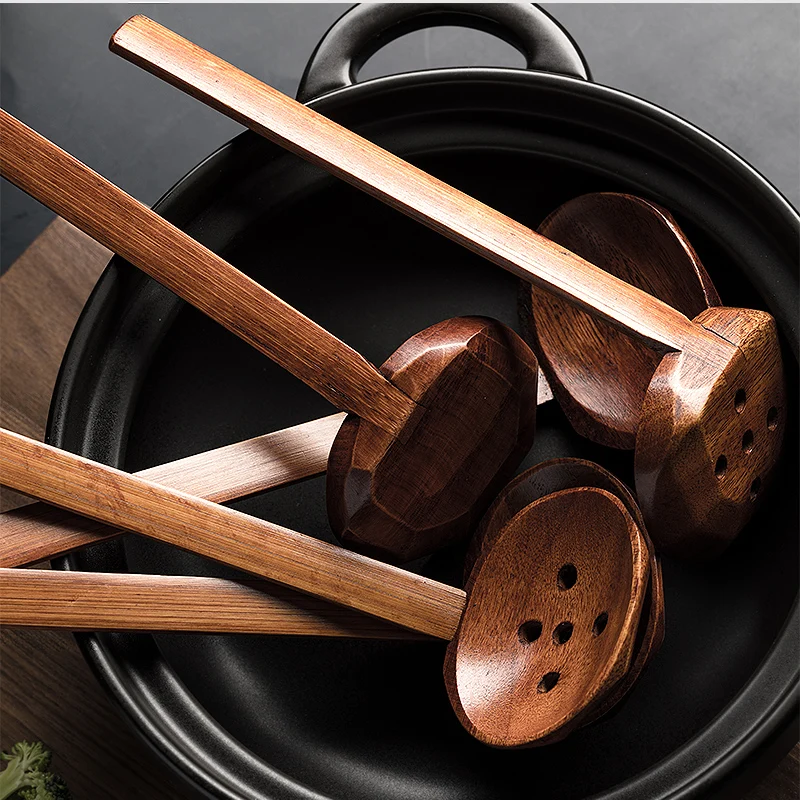 

Wood Japanese style Lamian Noodles spoon, soup spoon, Ajisen wooden tableware, noodles, Lo mein, leaky spoon