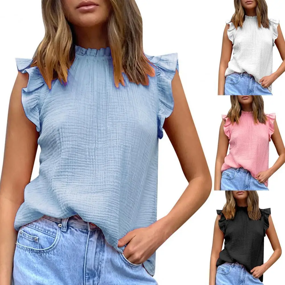 

Women T-shirt Sleeveless Ladies Patchwork Loose-fitting Crew Neck Vest Top Women Pullover for Dating