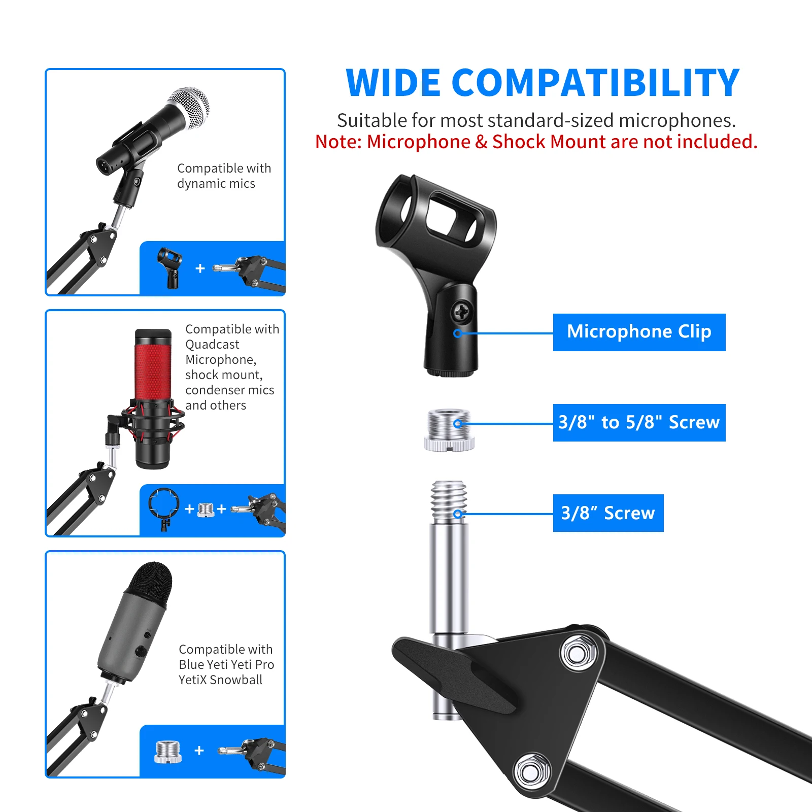 Neewer микрофон Arm Mic Stand Boom подвеска ножничный стенд с 3/8 &quotдо 5/8&quot Винтовой Адаптер
