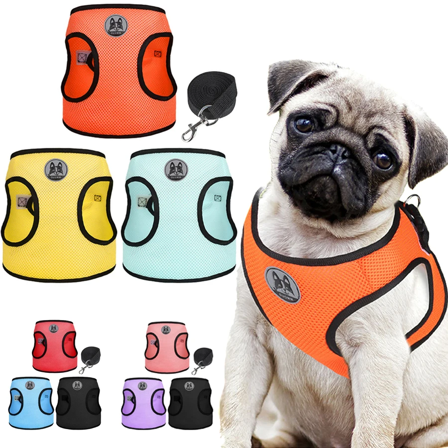 3pcs Puppy Dog Harness And Leash Set For Small Dogs Chihuahua Breathable Cat Harness Chest Vest Straps Pets Products For Dog Cat