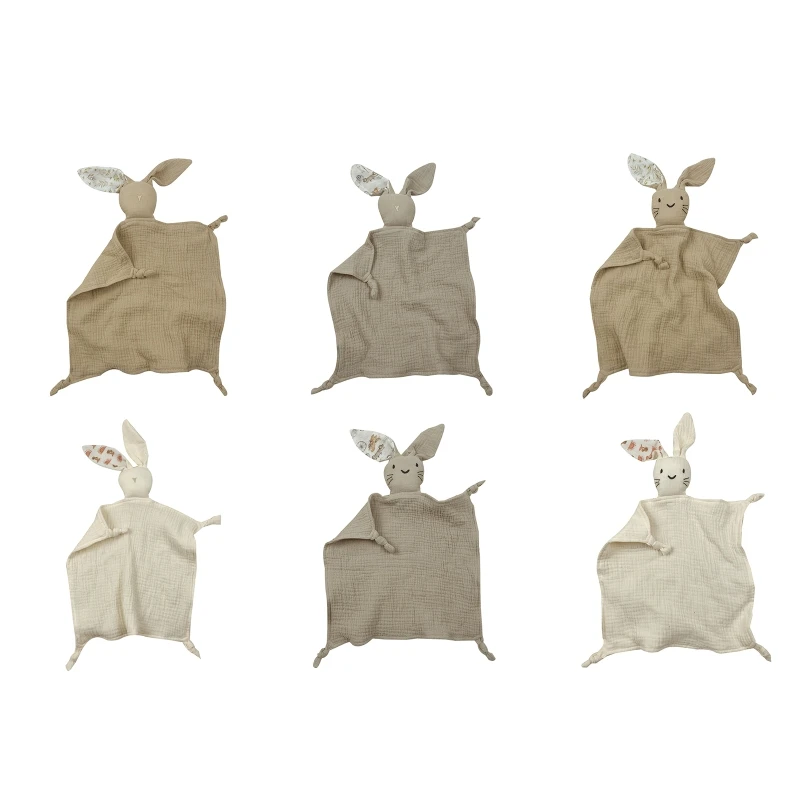 

Baby Security Blanket Soothe Appease Towel Soft Cotton Gauze Animal Rabbit Doll Teething Bib Infants Cuddling Toy