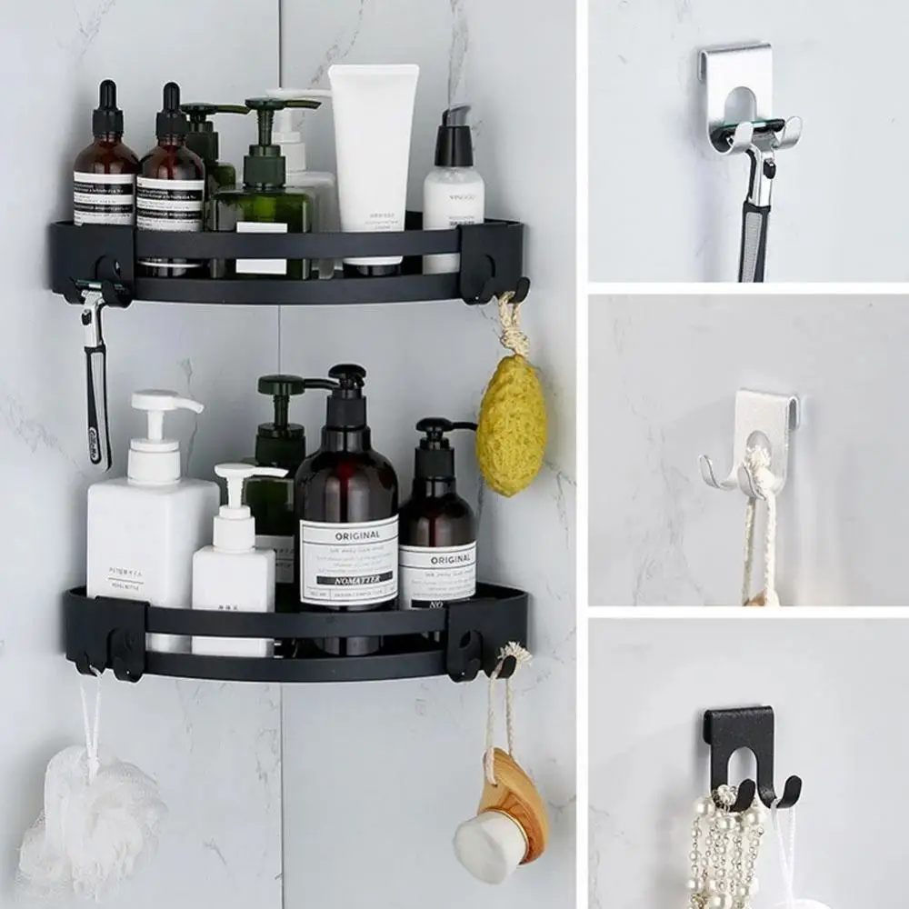 

Versatile Key Organizer Multi-function Wall Mounted Aluminum Hook No Punches Plug Rack Hooks Towel Rack Hanger Antirust 1pcs