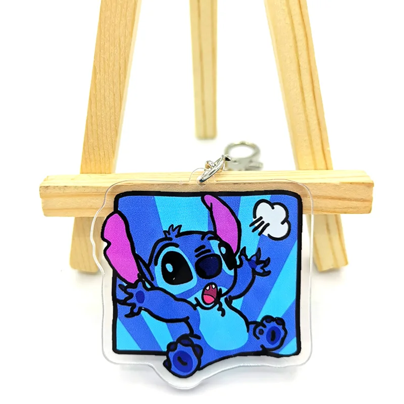 

10pcs Stitch Animation cartoon acrylic key chain transparent double-layer Acrylic Pendant creative glue dropping key chain Girl