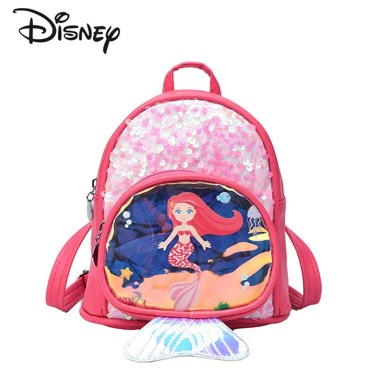 Disney Mermaid Children's Backpack Fashion High Quality Girls' Backpack Cartoon Versatile Multifunctional Student Backpack