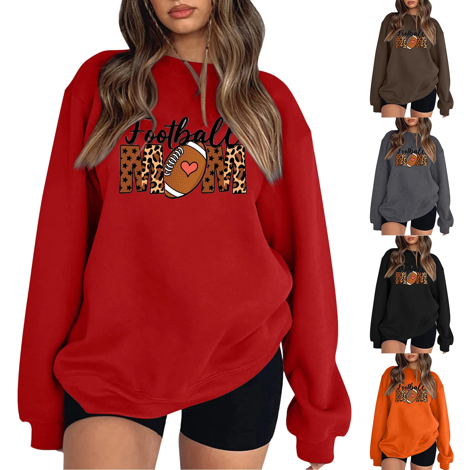 

Свитшот женский оверсайз с длинным рукавом и круглым вырезом