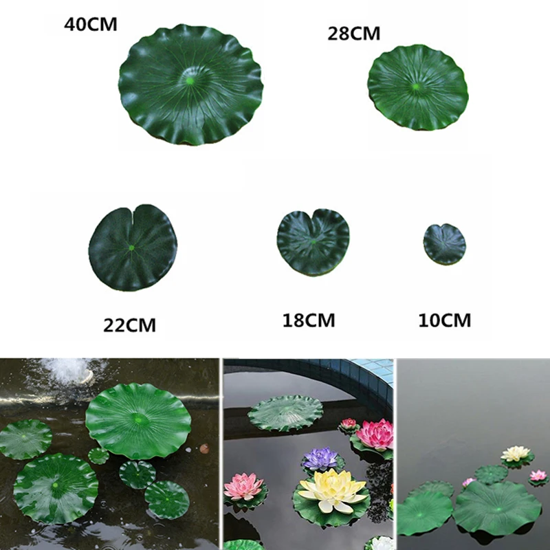 

2pcs Floating Lotus Artificial Flower Decoration Lifelike Water Lily Micro Landscape for Wedding Pond Garden Fake Plants Decor