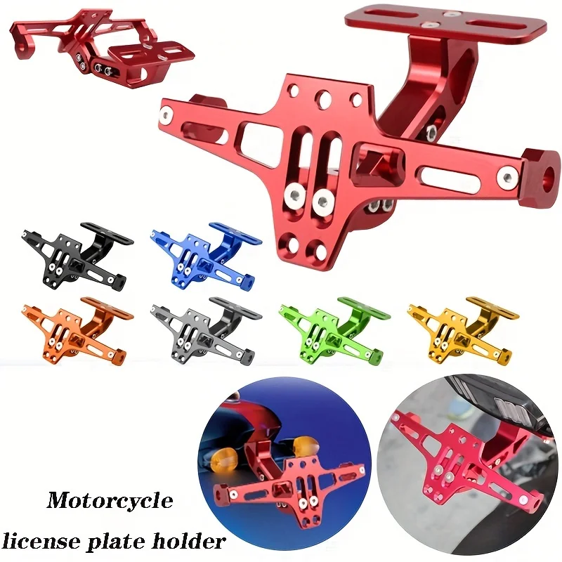 

Universal adjustable rear license plate holder and LED for motorcycles for Yamaha Honda and Kawasaki Adjustable support bracket