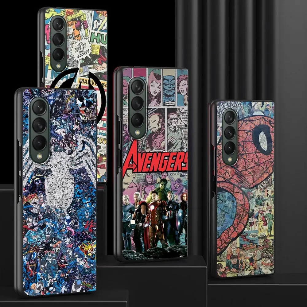 

Movil Phone Case for Samsung Galaxy Z Fold 3 Protective Black Cubre Hard Coques Z Fold3 Cover Marvel Art Comics