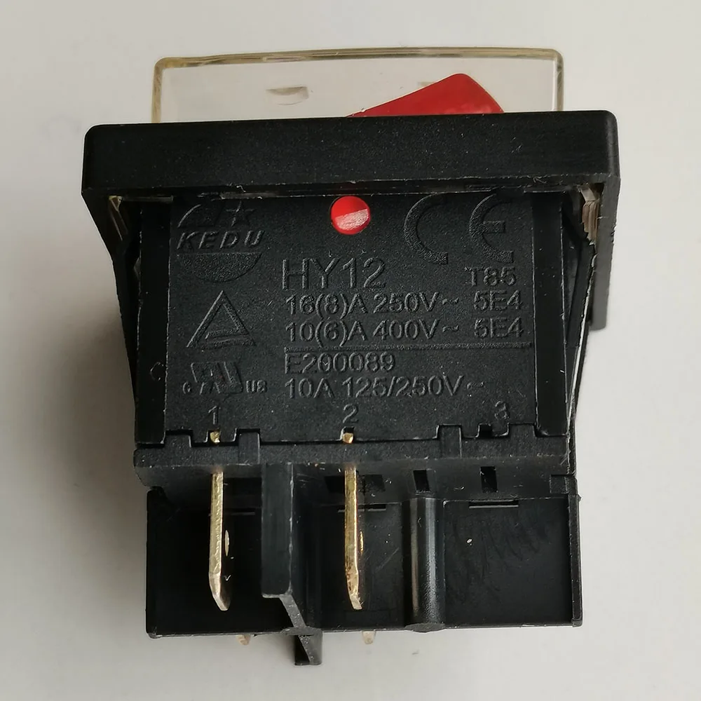 

1 шт. KEDU HY12 4-контактный Водонепроницаемый клавишный переключатель с лампой 10A 125/250 в 16(8)A 250 в 10(6)A 400 В