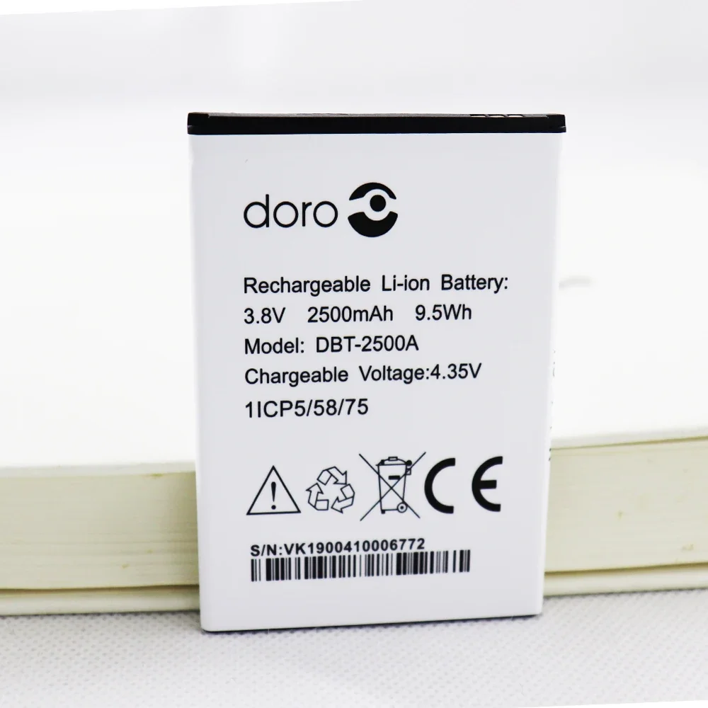 Аккумулятор DBT-2500A емкостью 2500 мАч для сотового телефона DORO 8035