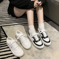 pu leather sneakers shoes women fashion platform casual white shoes vulcanize 2022 spring new student color mix sneakers flat