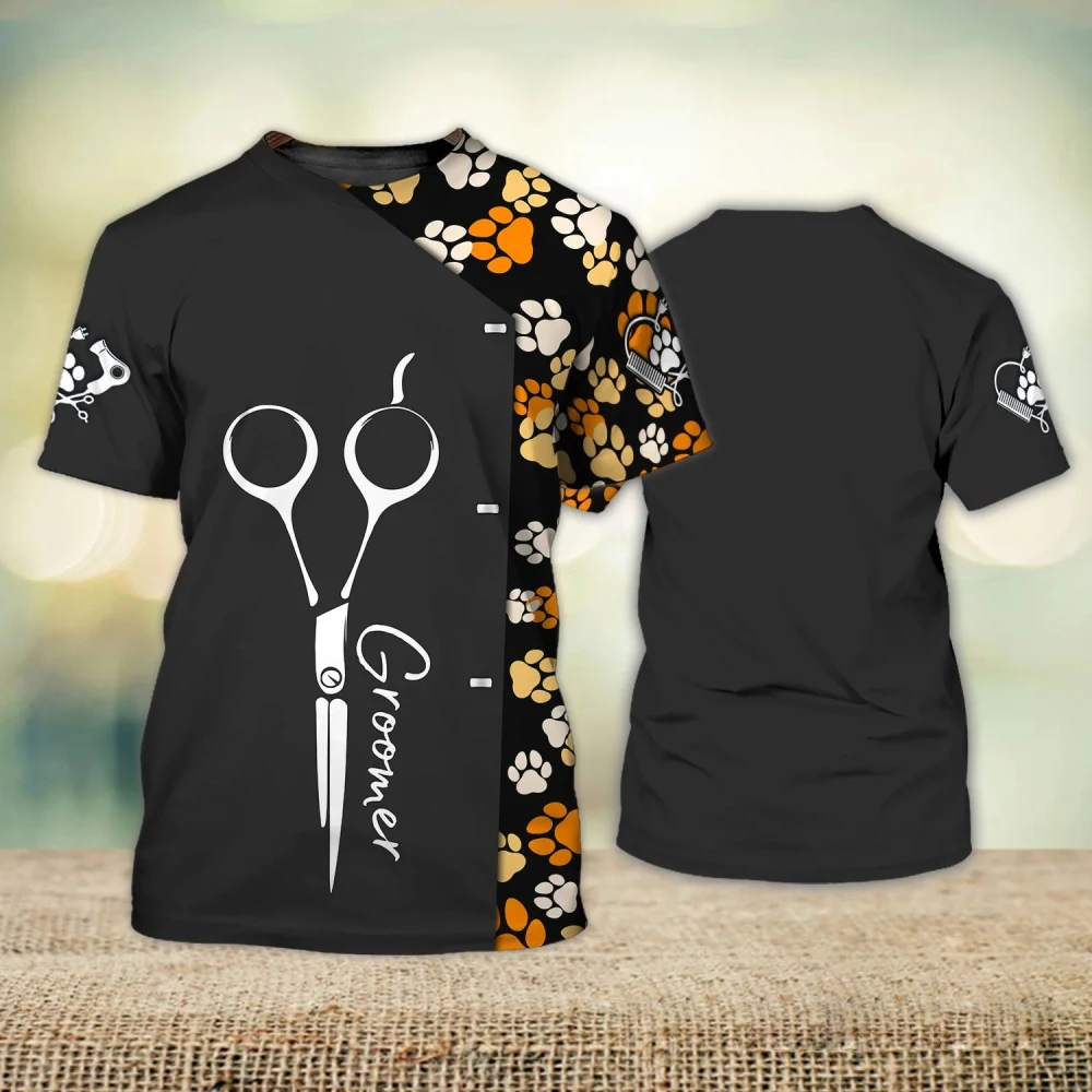 

Женская одежда для груминга собак, футболки, Женский пуловер для груминга домашних животных, свободная летняя крутая форма, футболки большого размера, одежда унисекс, топы