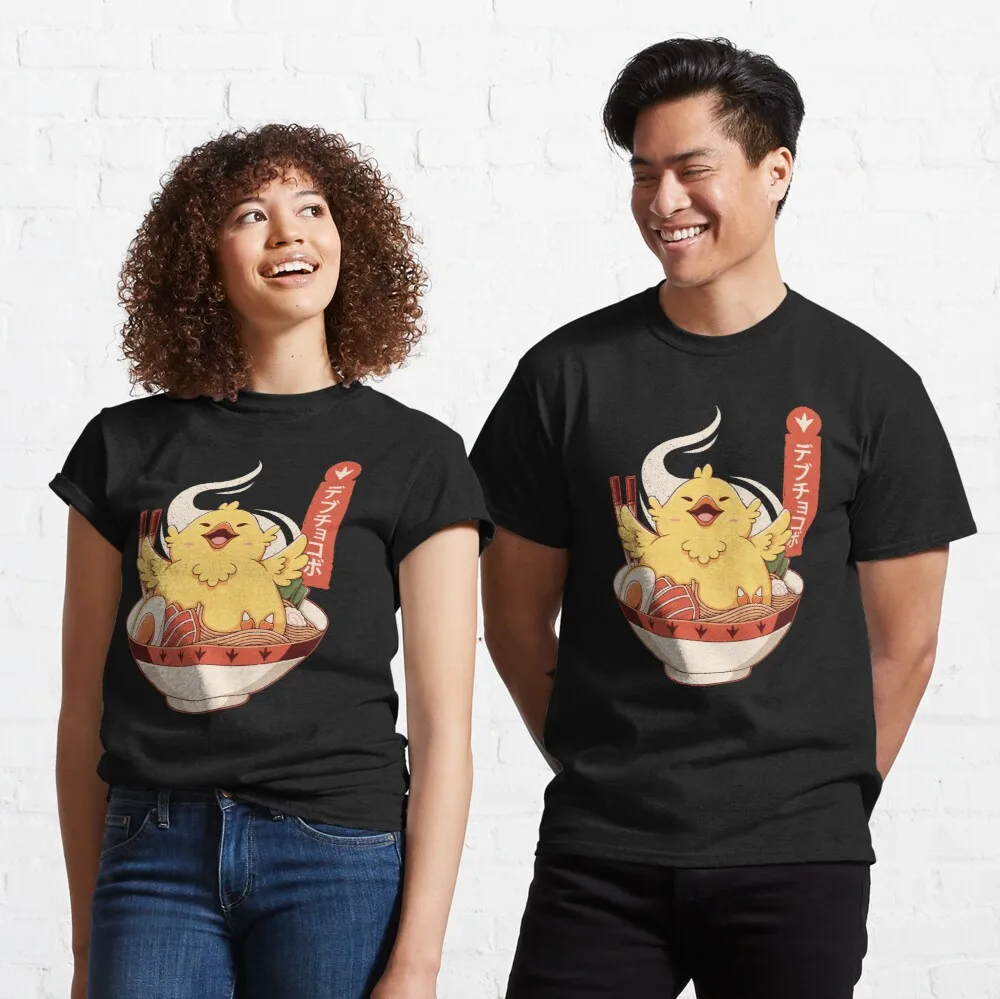 

Толстые Забавные футболки Chocobo с рамен, Высококачественная Мужская футболка с коротким рукавом, брендовая графическая футболка YINBU