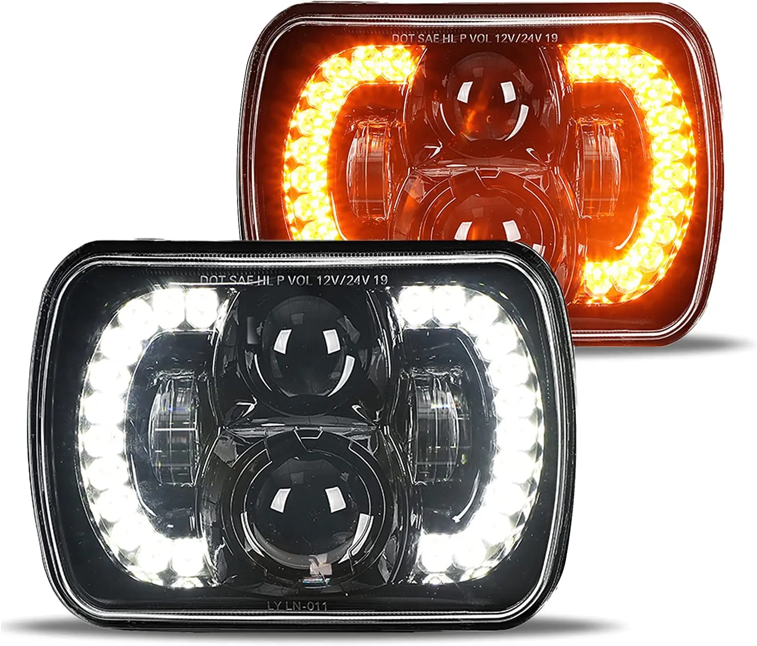 

5x7 7x6 Inch LED Headlights for Jeep Cherokee XJ Wrangler YJ Ford Chevy GMC,H4 Daytime Running Lights Turn Signal Hi/Low Beam