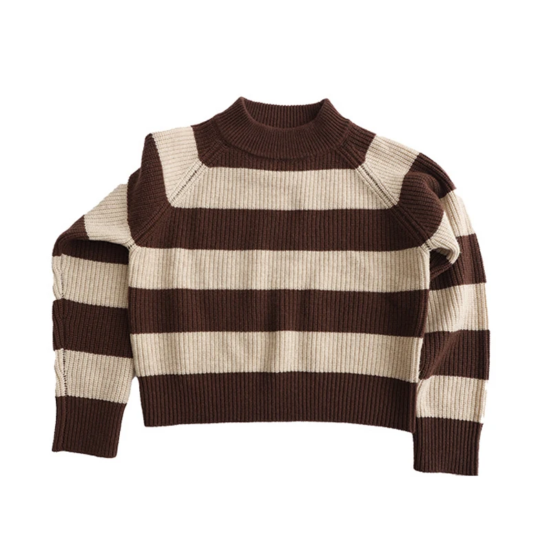 Новинка Осень-зима 2023 теплый детский свитер в полоску Повседневный шерстяной