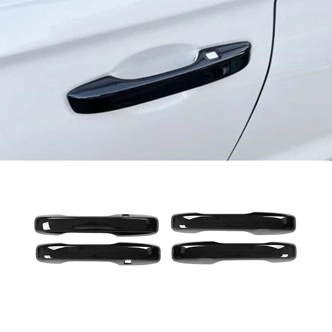

4Pcs/Set Exterior Door Handle Cover Two Holes Trim Molding Fit for Honda CR-V 2023-2024 Gloss Black ABS