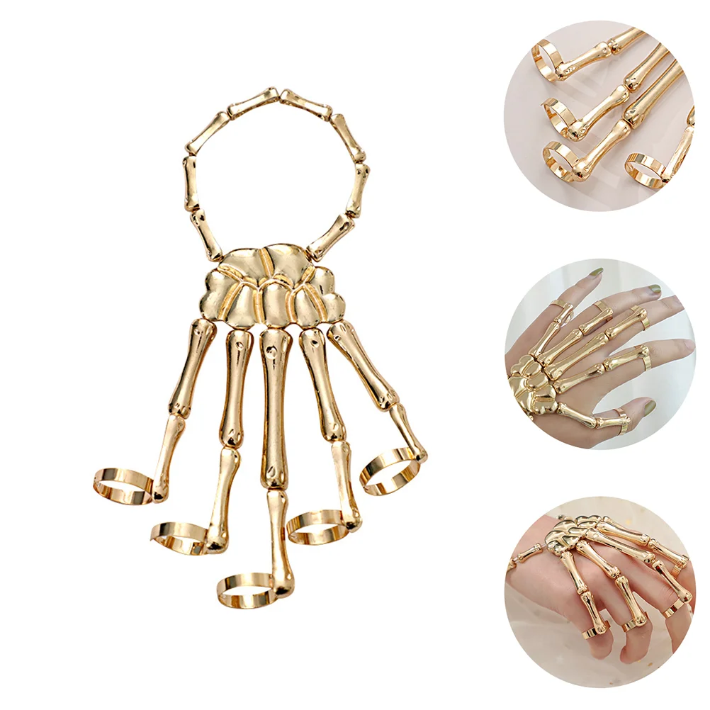 Браслет с пальцами черепа и кольцом готический Хэллоуин модная женская цепочка