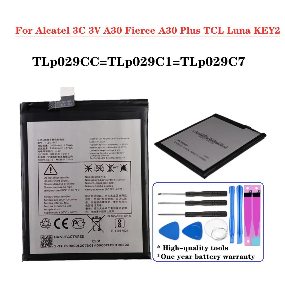 

TLp029C1 TLp029C7 Battery For Alcatel 3C 3V 5099 Y A D U I A30 Fierce Plus OT-5049S OT 5049Z 5026A / TCL Luna KEY2 Phone Battery