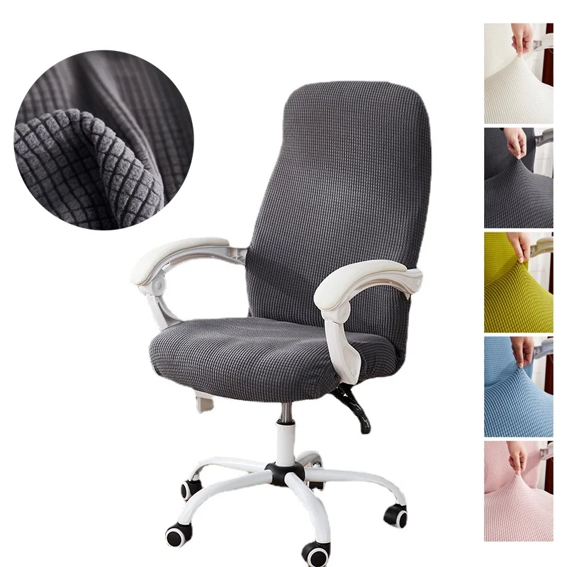 

Polar Fleece Office Chair Covers Stretch Gaming Chair Cover Solid Color Computer Chairs Cover Elastic Chair Slipcovers for Home