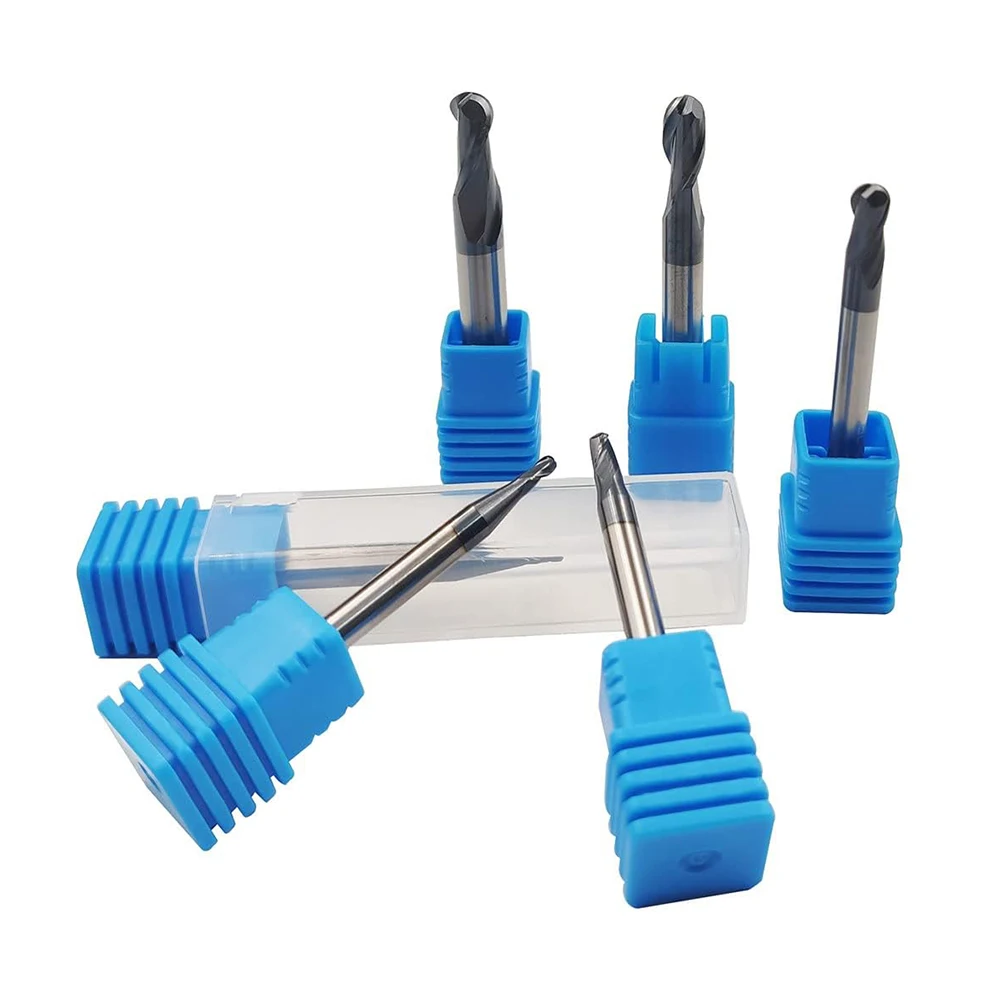 

End Mill CNC Drill Bits Radius 0.5 1 1.5 2 2.5 3 Ball Nose Carbide End Mill Set CNC 2 Flute Helical Mill Woodworking Tools