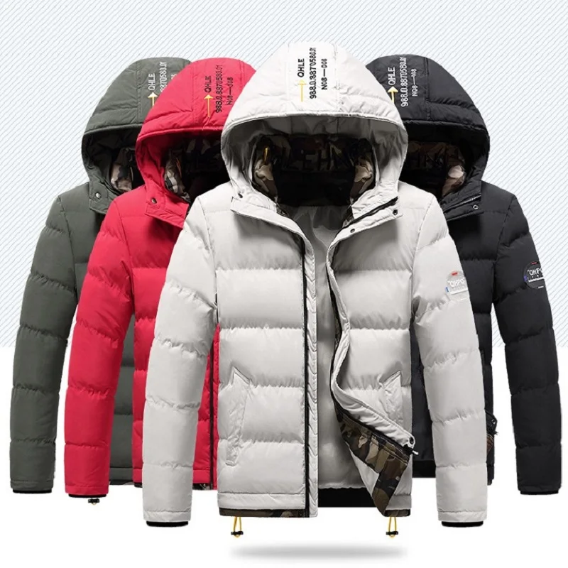 Korean Fashion Casual Solid Color Hooded Cotton-padded Jacket Men's 2021 Youth Casual Windproof Warm Jacket Winter Coat