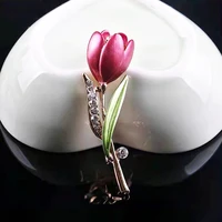 elegant tulip flower brooch pin crystal costume jewelry clothes accessories jewelry brooches for wedding