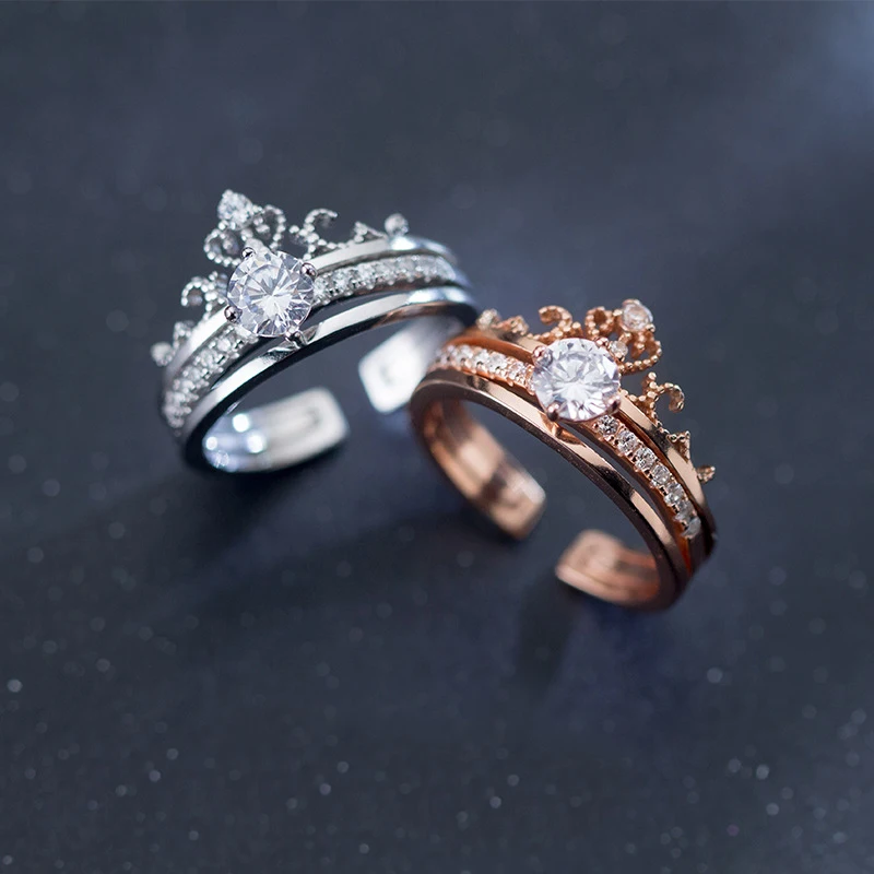 

925 Sterling Silver Ring Set Stackable Crown Princess Rings Jewelry Luxury Ring Women Fine Jewellery