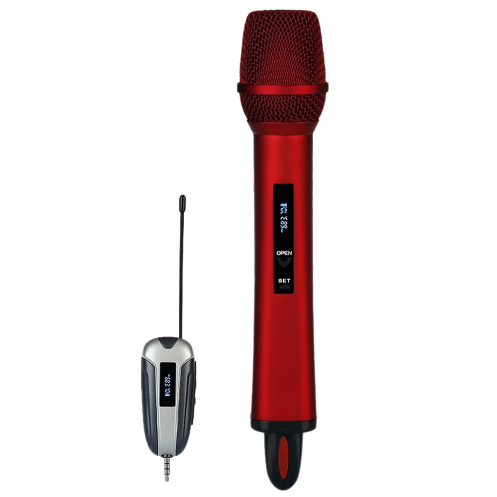 

Wireless Microphone UHF Metal Dynamic Mic System with Rechargeable for Karaoke Singing Wedding DJ Party Speech Red