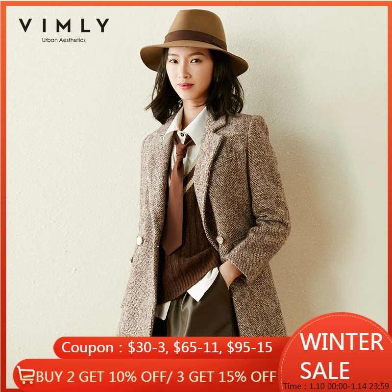 

Пальто шерстяное Женское зимнее, однотонное, с английским воротником, F5380