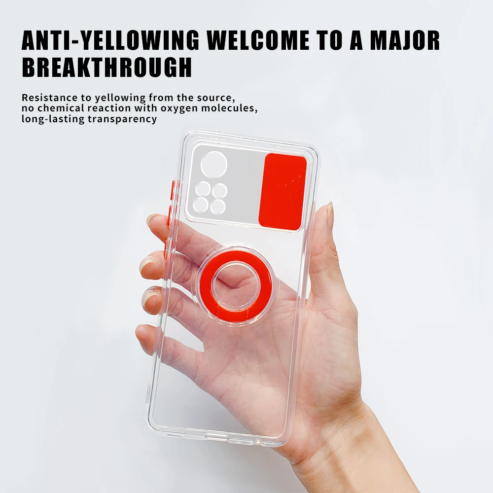 Чехол для телефона с нажимным кольцом-объективом Xiaomi Poco X4 Pro противоударный