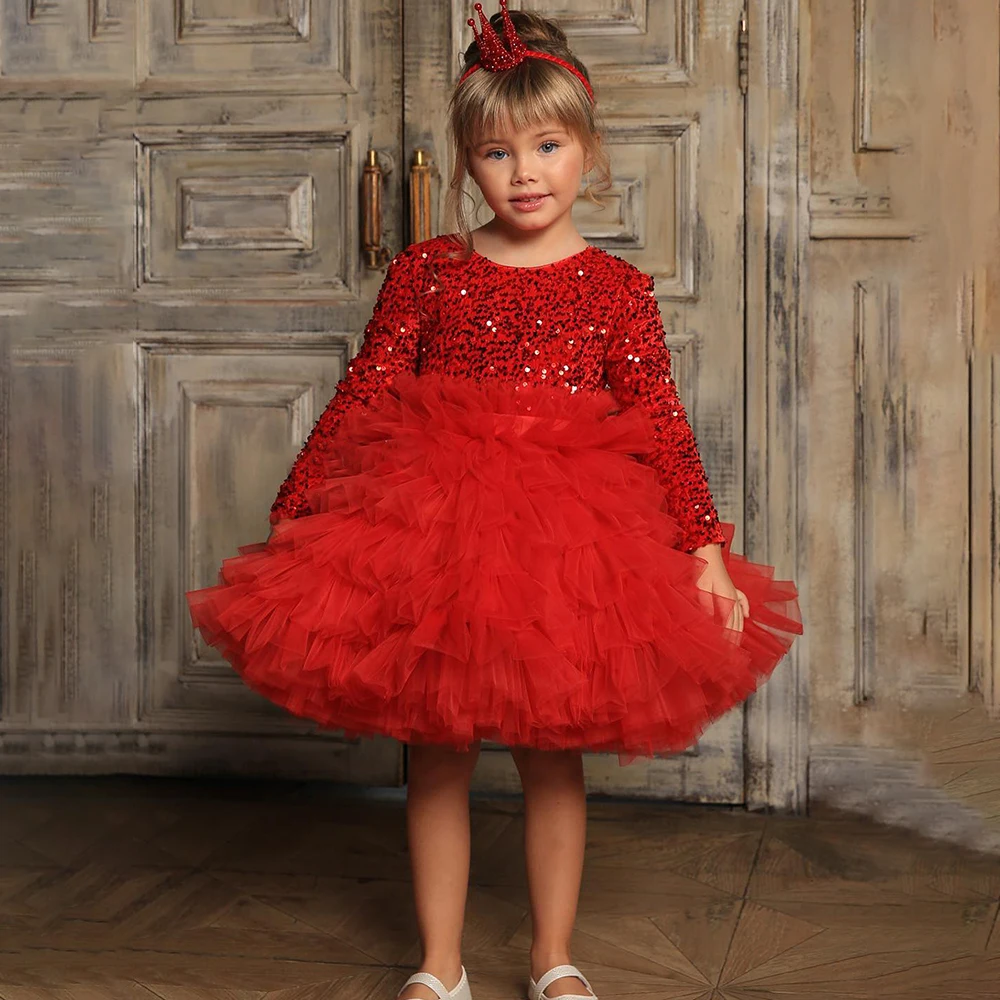 

2023 Red Girl Dress Sequin Princess Dress Girl Birthday Dress Elegant Girl Party Dress Girl Dress Child's Dress