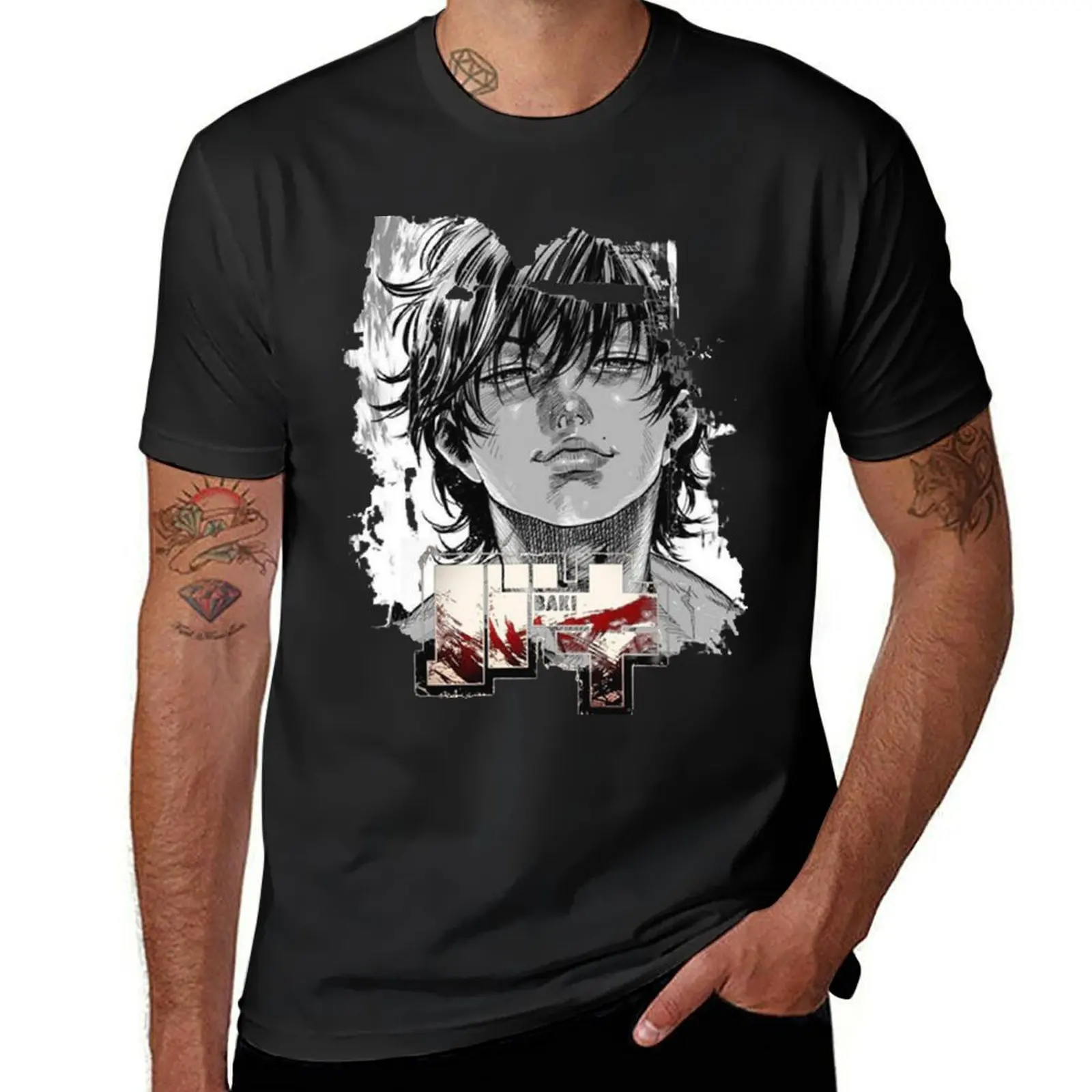 Baki Hanma The Grappler старого поцарапанного дизайна логотип для otaku тренажерного зала