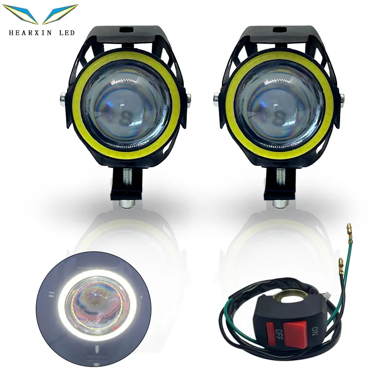 

U7/U5 LED Motorcycle Angel Eyes Headlight DRL Spotlights Auxiliary Bright LED Bicycle Lamp Accessories Car Work Fog Light 12V