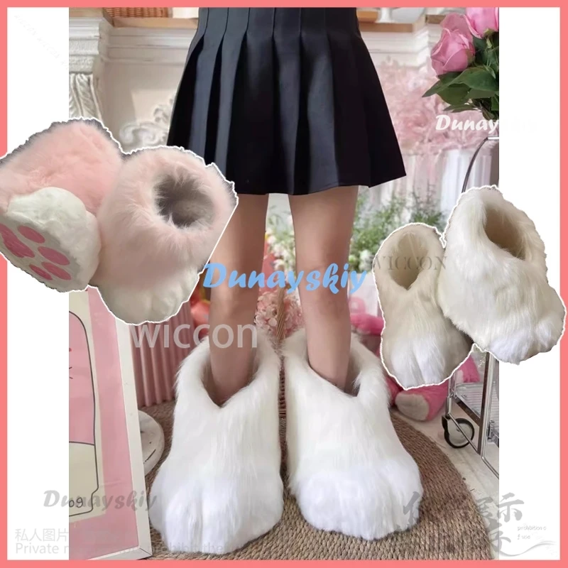 Аниме Пара пушистых цветных лап животных или пальм на заказ креативные милые