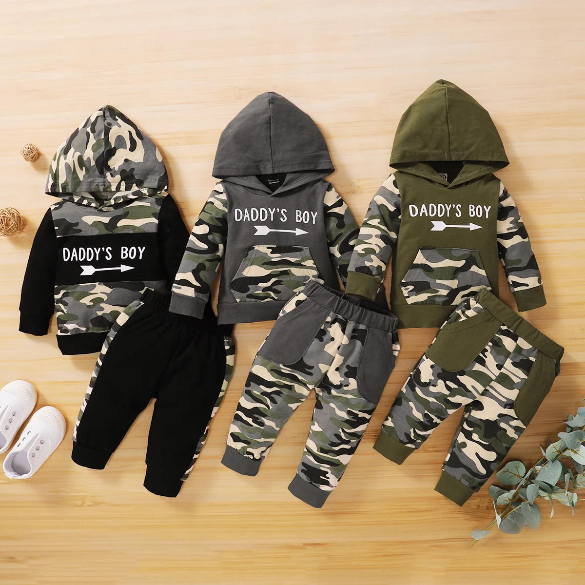 

Baby Boy Clothes Set Infant Hoodie Suit Casual Letter Daddy's Boy Print Children Cotton Camouflage Outfits Toddler Clothing Sets