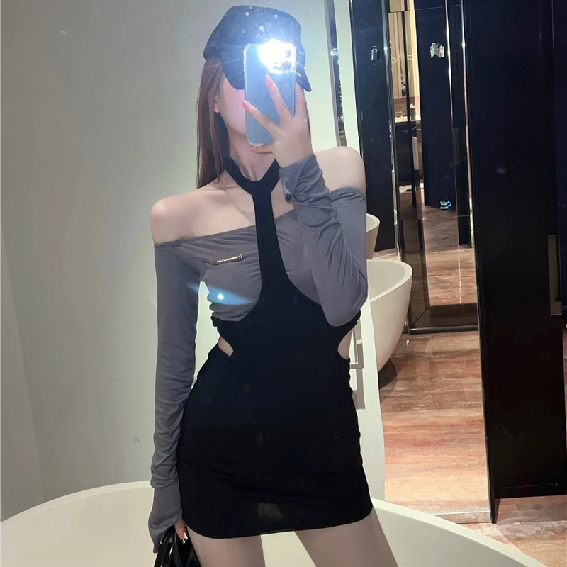 Винтажное платье в стиле ретро юбка контрастных цветов с вырезом лодочкой и