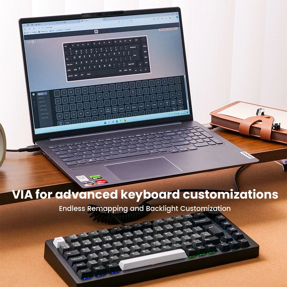 Фото Akko MonsGeek M1 V5 Трехрежимная механическая клавиатура/комплект барбона VIA 75% 3/5-контактная индивидуальная прокладка с возможностью горячей замены RGB для быстрой разборки №5