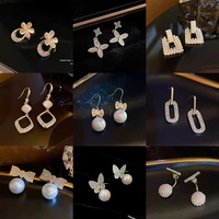 s925 silver needle simple pearl earrings female korean version personality ins cold wind earrings explosion fashion gift women