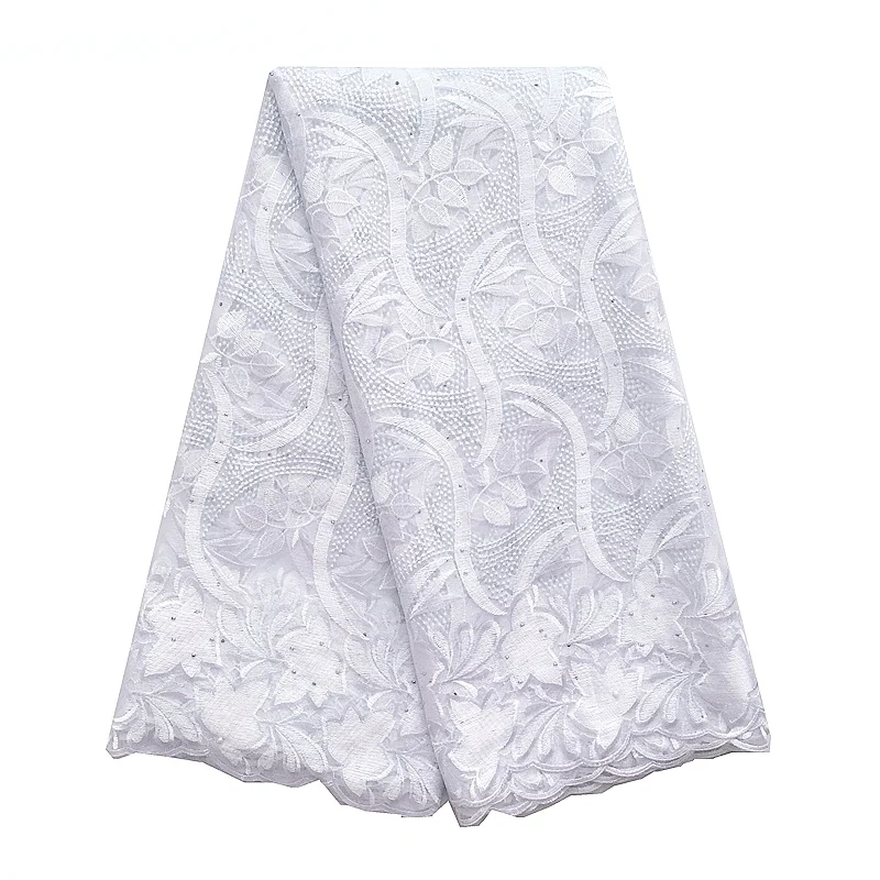 White Embroidered Lace Fabric 5 Yards French Wedding Latest Nigerian Laces 2022 High Quality Guipure Cord African |
