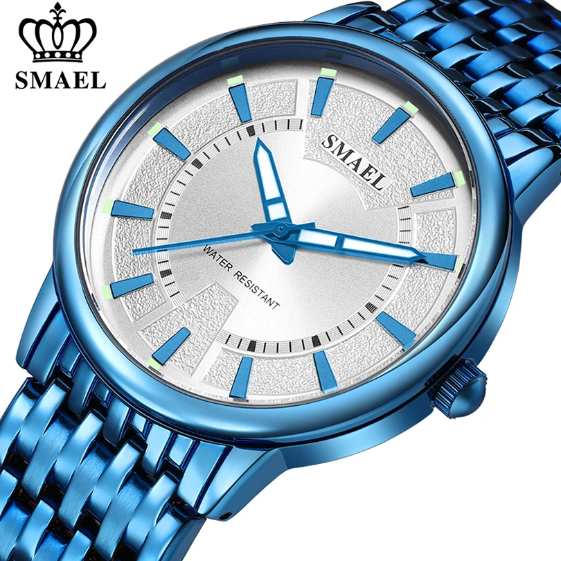 

SMAEL Watches Men Top Brand Fashion Business Male Stainless Steel Watch Waterproof WristWatch Men's Clock Blue Relogio Masculino