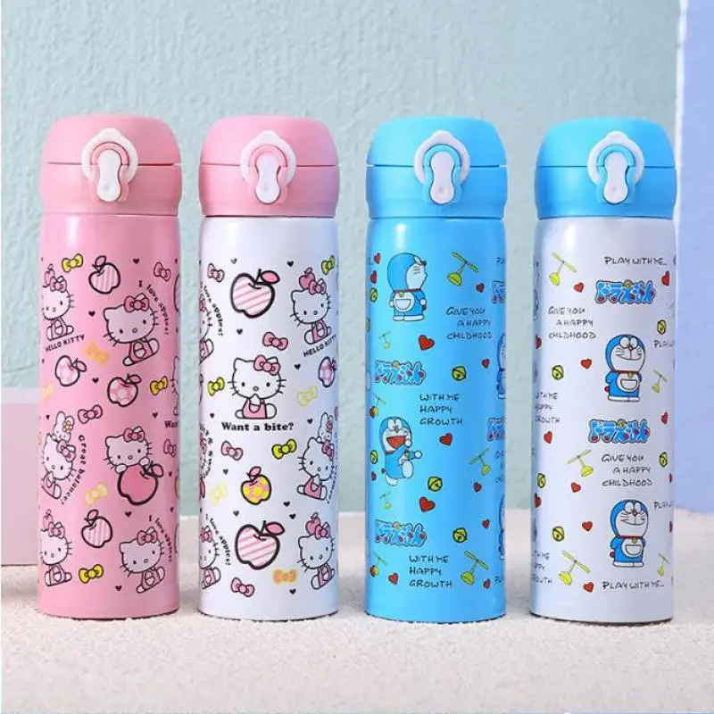 

500ML Cartoon Insulated Water Bottle Kitty Thermos Stainless Steel Thermal Bottle Coffee Cup Vacuum Flaskes Cute Kids Thermo Mug