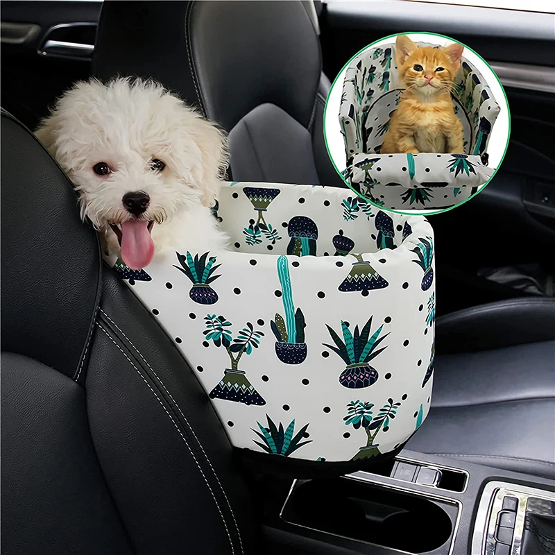 

Portable Cat Dog Bed Pet Car Seat Central Control Nonslip Carriers Travel Safety Armrest Box Booster Kennel For Small Transport