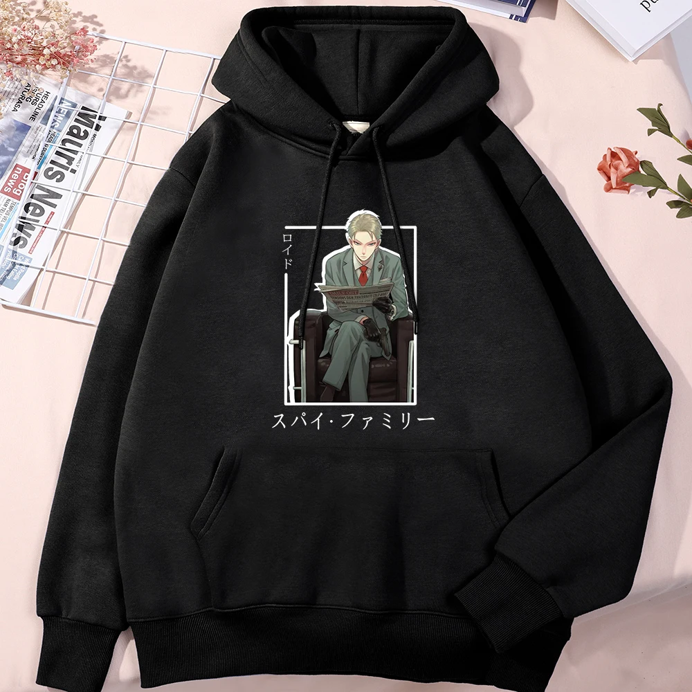 

Худи мужское в стиле Харадзюку с принтом «газета» и карманами