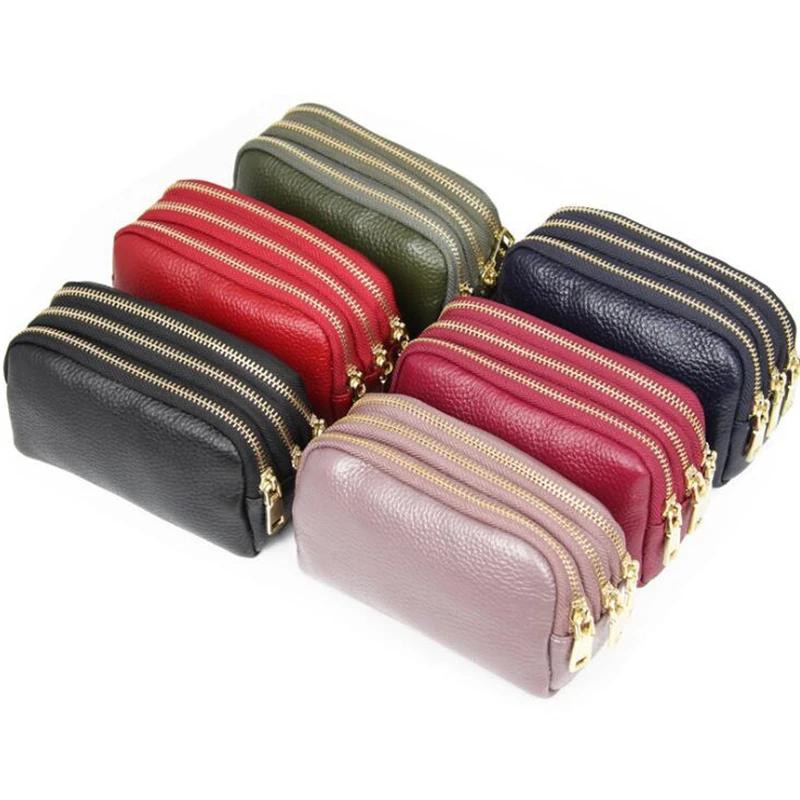 

Genuine Leather Women Wallet Purse Short Card Coin Key Holder Change Pouch Soft Mini Pocket Zipper Small Money Bag Female Wallet