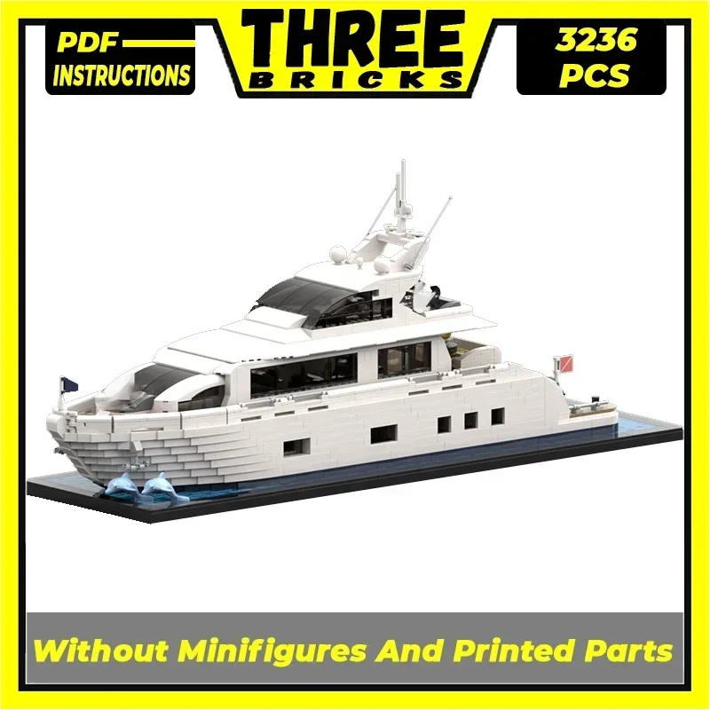 Модель городской лодки Moc строительные кирпичи роскошная яхта минифигурка