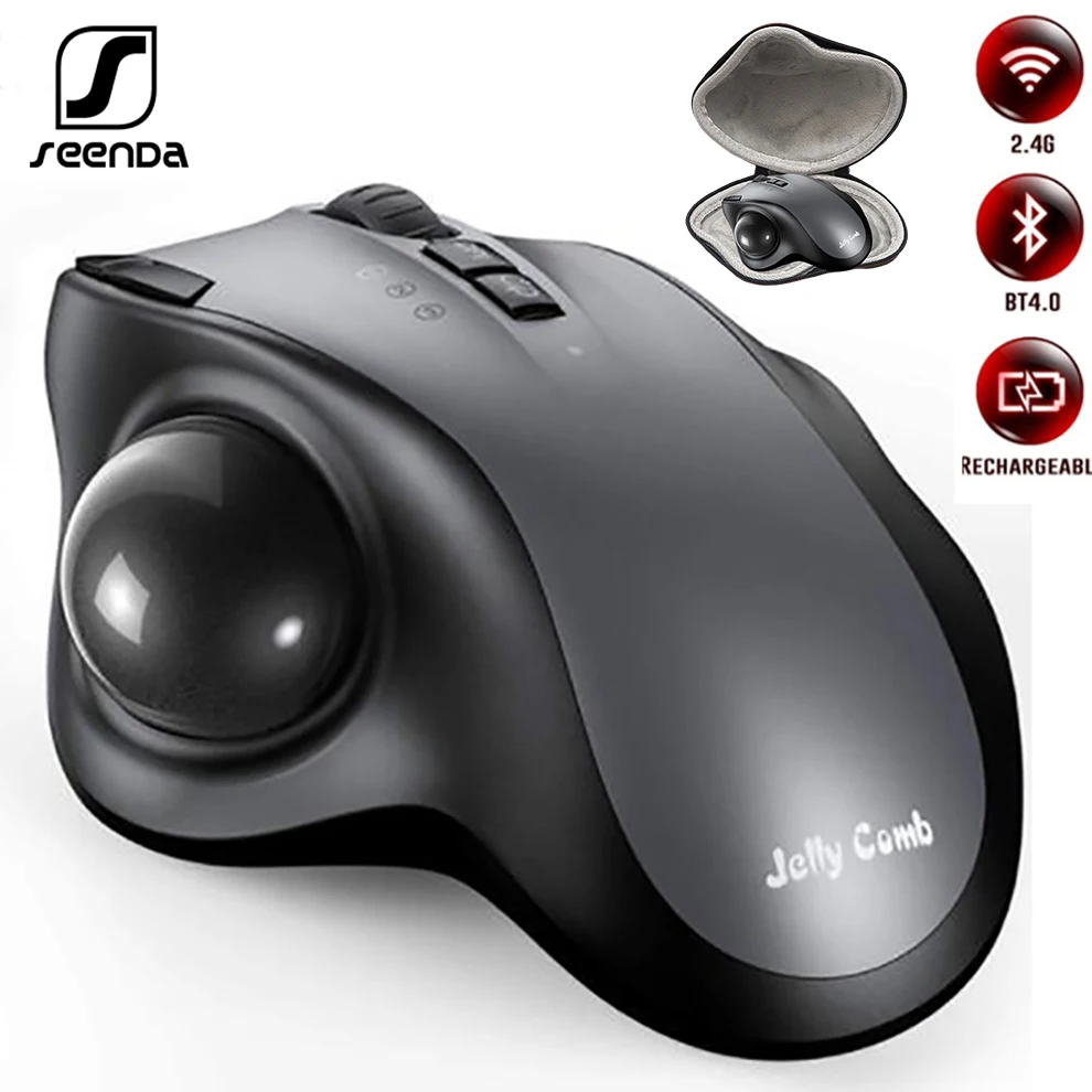 

SeenDa Wireless Trackball Mouse Rechargeable Ergonomic Mouse Easy Thumb Control Compatible for PC Laptop iPad Windows Android