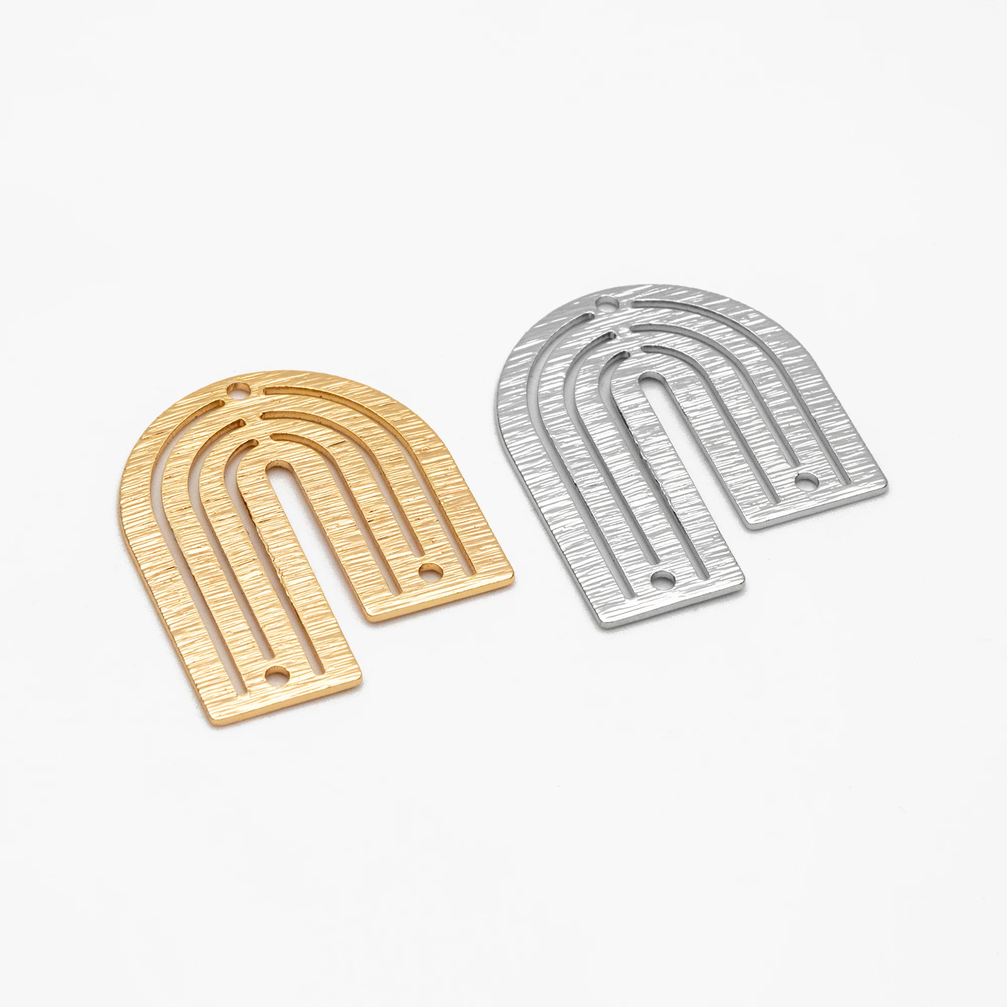 10 шт. Матовые U-образные очаровательные разъемы 27x23 мм, 18K золото/родиевое покрытие латунные серьги (GB-3816)