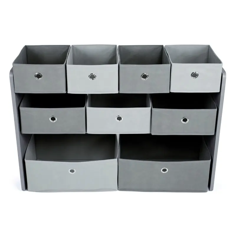 

Meticulously Crafted Sturdy Gray Metal Toy Storage Organizer with 9 Compartmentalized Bins - Perfect for Kids Room Organization,